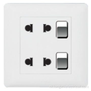 Dubbel twee pins socket met twee gangschakelaar